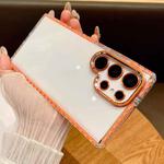 For Samsung Galaxy S22 Ultra 5G Transparent Phone Case with Lens Film(Orange)