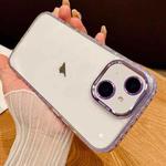 For iPhone 14 Plus Transparent Phone Case with Lens Film(Purple)