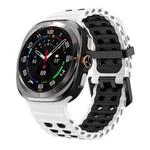 For Samsung Galaxy Watch Ultra 47mm Ocean Two Color Dual-Row Hole Silicone Watch Band(White Black)