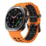 For Samsung Galaxy Watch Ultra 47mm Ocean Two Color Dual-Row Hole Silicone Watch Band(Orange Black)