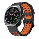 For Samsung Galaxy Watch Ultra 47mm Ocean Two Color Dual-Row Hole Silicone Watch Band(Black Orange)