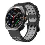 For Samsung Galaxy Watch Ultra 47mm Ocean Two Color Dual-Row Hole Silicone Watch Band(Black Grey)