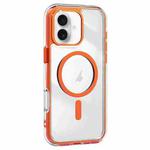 For iPhone 16 Plus Acrylic Hybrid TPU Airbag Shockproof MagSafe Phone Case(Orange)