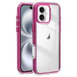 For iPhone 16 Plus Acrylic Hybrid TPU 3-in-1 Airbag Shockproof Phone Case(Rose Red)