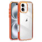 For iPhone 16 Acrylic Hybrid TPU 3-in-1 Airbag Shockproof Phone Case(Orange)