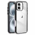 For iPhone 16 Acrylic Hybrid TPU 3-in-1 Airbag Shockproof Phone Case(Black)