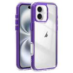 For iPhone 16 Acrylic Hybrid TPU 3-in-1 Airbag Shockproof Phone Case(Purple)