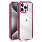 For iPhone 15 Pro Acrylic Hybrid TPU 3-in-1 Airbag Shockproof Phone Case(Rose Red)