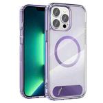 For iPhone 13 Pro Max Clear PC Hybrid TPU MagSafe Phone Case with Holder(Purple)