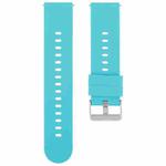 18mm Solid Color Steel Buckle Silicone Watch Band(Lake Blue)