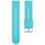 19mm Solid Color Steel Buckle Silicone Watch Band(Lake Blue)