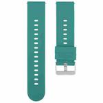 20mm Solid Color Steel Buckle Silicone Watch Band(Dark Green)