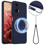 For Motorola Moto G35 5G Shockproof Silicone Magsafe Phone Case(Navy Blue)