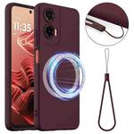 For Motorola Moto G35 5G Shockproof Silicone Magsafe Phone Case(Plum Color)