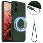For Motorola Moto G35 5G Shockproof Silicone Magsafe Phone Case(Dark Green)