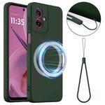 For Motorola Moto G55 5G Shockproof Silicone Magsafe Phone Case(Dark Green)