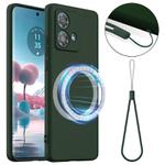 For Motorola Edge 40 Neo Shockproof Silicone Magsafe Phone Case(Dark Green)