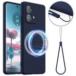 For Motorola Moto G84 Shockproof Silicone Magsafe Phone Case(Navy Blue)
