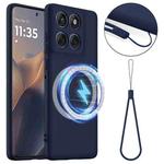 For Motorola Edge 60 Pro Shockproof Silicone Magsafe Phone Case(Navy Blue)