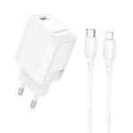 Borofone BN26 Fuente PD20W Type-C Port Charger with Type-C to 8 Pin Cable, EU Plug(White)