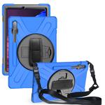 For Samsung Galaxy Tab S8+ / Tab S8 Plus /  Tab S7 FE / Tab S7+ Shockproof Colorful Silicone + PC Protective Case with Holder & Shoulder Strap & Hand Strap(Blue)