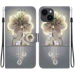 For iPhone 15 Plus Crystal Texture Colored Drawing Leather Phone Case(Elephants)