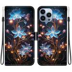 For iPhone 13 Pro Max Crystal Texture Colored Drawing Leather Phone Case(Little Lantern Flower)