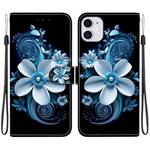 For iPhone 11 Crystal Texture Colored Drawing Leather Phone Case(Black Orchid)