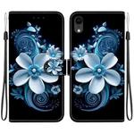 For iPhone XR Crystal Texture Colored Drawing Leather Phone Case(Black Orchid)