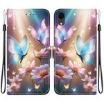 For iPhone XR Crystal Texture Colored Drawing Leather Phone Case(Butterfly Love Flower)