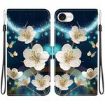 For iPhone SE 2024 Crystal Texture Colored Drawing Leather Phone Case(Magnolia)