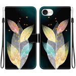 For iPhone SE 2024 Crystal Texture Colored Drawing Leather Phone Case(Colored Leaves)