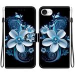 For iPhone SE 2024 Crystal Texture Colored Drawing Leather Phone Case(Black Orchid)