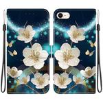 For iPhone 7 / 8 / SE 2022 Crystal Texture Colored Drawing Leather Phone Case(Magnolia)