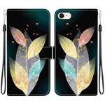 For iPhone 7 / 8 / SE 2022 Crystal Texture Colored Drawing Leather Phone Case(Colored Leaves)