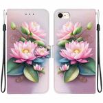 For iPhone 7 / 8 / SE 2022 Crystal Texture Colored Drawing Leather Phone Case(Lotus)