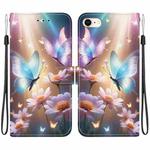 For iPhone 7 / 8 / SE 2022 Crystal Texture Colored Drawing Leather Phone Case(Butterfly Love Flower)