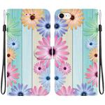 For iPhone 7 / 8 / SE 2022 Crystal Texture Colored Drawing Leather Phone Case(Sunflowers)
