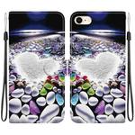 For iPhone 7 / 8 / SE 2022 Crystal Texture Colored Drawing Leather Phone Case(Heart Shaped)