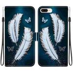 For iPhone 7 Plus / 8 Plus Crystal Texture Colored Drawing Leather Phone Case(White Butterfly Feathers)