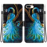 For iPhone 7 Plus / 8 Plus Crystal Texture Colored Drawing Leather Phone Case(Peacock)