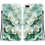 For iPhone 7 Plus / 8 Plus Crystal Texture Colored Drawing Leather Phone Case(Jade Flowers)