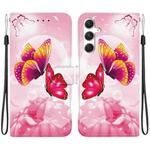 For Samsung Galaxy S24 5G Crystal Texture Colored Drawing Leather Phone Case(Pink Butterflies)