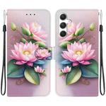 For Samsung Galaxy S24 5G Crystal Texture Colored Drawing Leather Phone Case(Lotus)