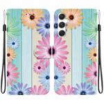 For Samsung Galaxy S24 5G Crystal Texture Colored Drawing Leather Phone Case(Sunflowers)