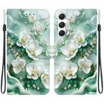 For Samsung Galaxy S24 5G Crystal Texture Colored Drawing Leather Phone Case(Jade Flowers)