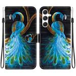 For Samsung Galaxy S24+ 5G Crystal Texture Colored Drawing Leather Phone Case(Peacock)