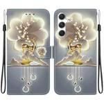 For Samsung Galaxy S23 FE 5G Crystal Texture Colored Drawing Leather Phone Case(Sika Deer)
