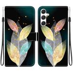 For Samsung Galaxy S23 FE 5G Crystal Texture Colored Drawing Leather Phone Case(Colored Leaves)