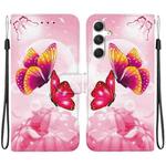 For Samsung Galaxy S23 FE 5G Crystal Texture Colored Drawing Leather Phone Case(Pink Butterflies)